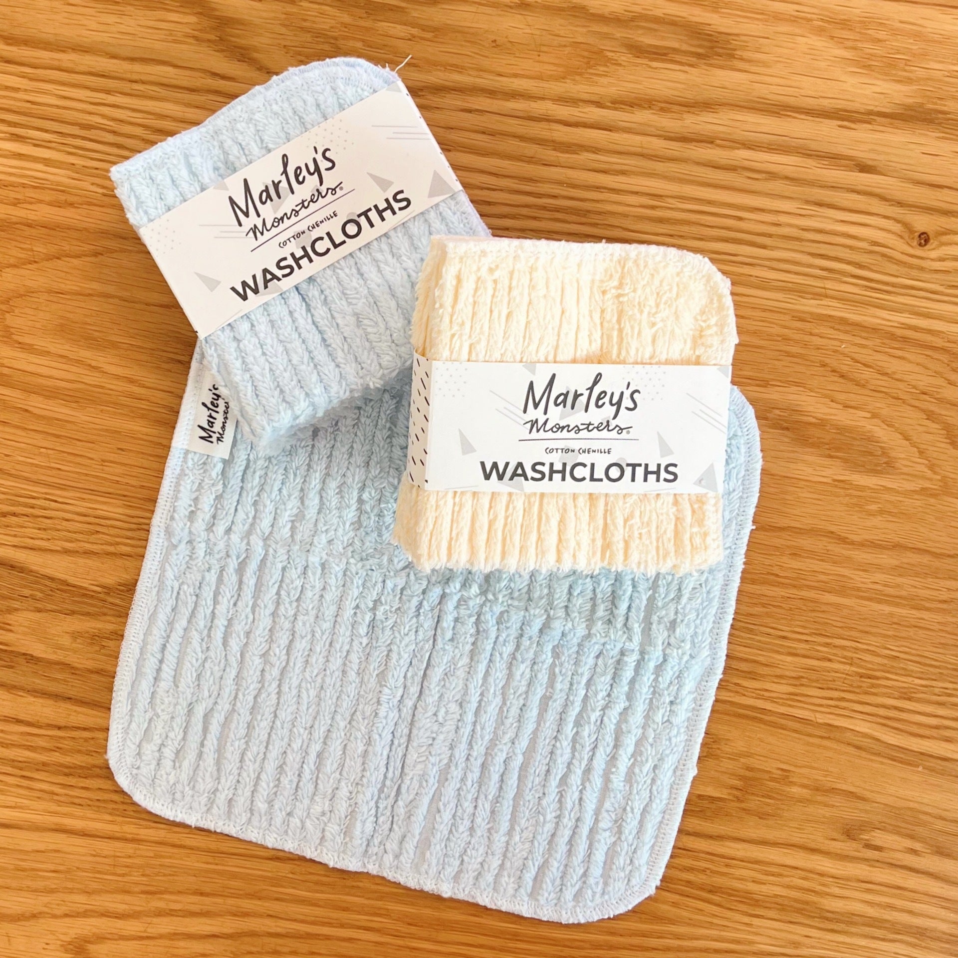 Cotton Chenille Washcloth - Washcloth | Marley's Monsters Sky Blue